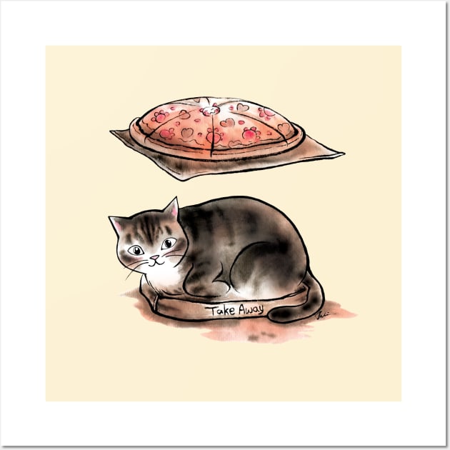 Cat pizza take away Wall Art by juliewu